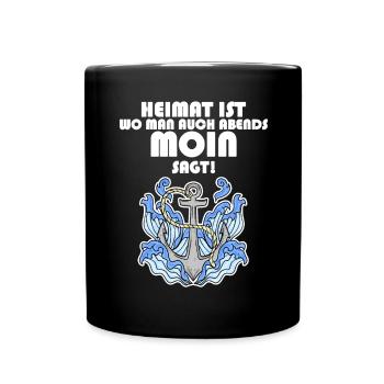 Anker Nordsee Plattdeutsch Spruch Moin - Tasse einfarbig - Schwarz - Vorne