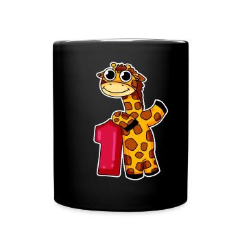 1 an - inscription à l’école - motif girafe - Mug uni - noir - Devant