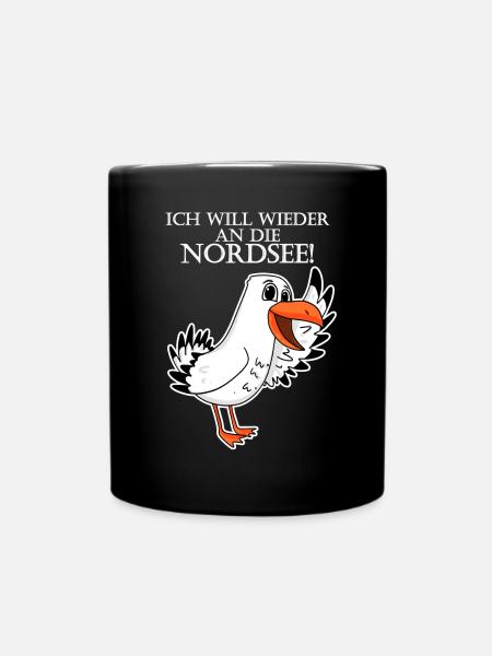 Nordsee Plattdeutsch Spruch Moin Möwe - Tasse einfarbig - Schwarz