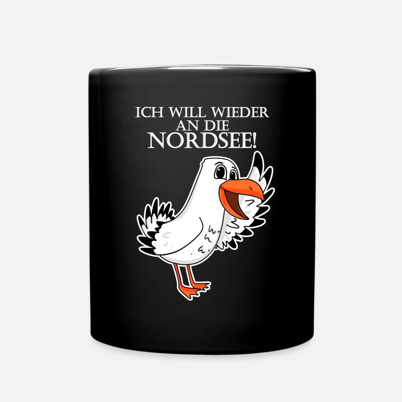Nordsee Plattdeutsch Spruch Moin Möwe - Tasse einfarbig - Schwarz