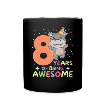Hippopotame pour les enfants de 8 ans de huit ans - Mug uni - noir - Devant