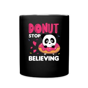 Cute panda funny animals in donut pun - Full Colour Mug - black - Front