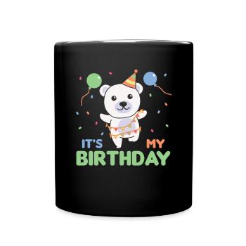 Polar bear for children's birthday it's my birthday - Full Colour Mug - black - Front