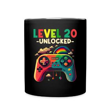Level 20 Years Gaming 20s 20 Birthday - Full Colour Mug - black - Front