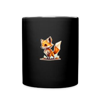 Süßer Fuchs Polygon Geometrisch Tiermotiv - Tasse einfarbig - Schwarz - Vorne