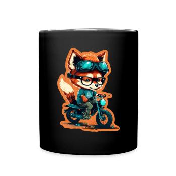 Süßer Fuchs mit Brille Fahrrad Bike Moped Roller - Tasse einfarbig - Schwarz - Vorne