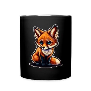 Süßer Fuchs Baby Schnuffelshirt Knuddelshirt - Tasse einfarbig - Schwarz - Vorne