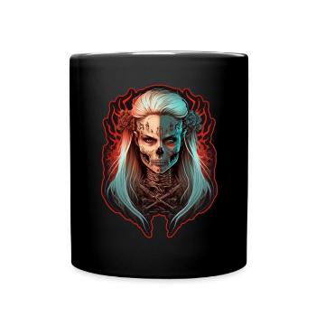 Evil Old Woman Horror Skeleton Demon Bikerin - Full Colour Mug - black - Front