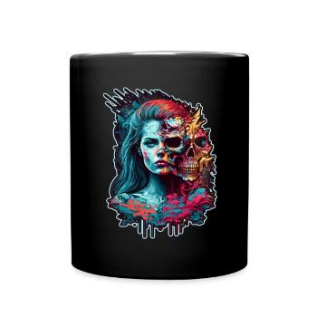 Evil Old Woman Horror Skeleton Demon Bikerin - Full Colour Mug - black - Front