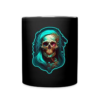 Evil Old Woman Horror Skeleton Demon Bikerin - Full Colour Mug - black - Front