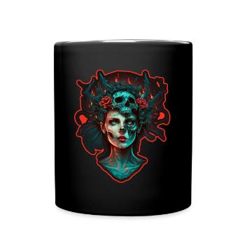 Evil Old Woman Horror Skeleton Demon Bikerin - Full Colour Mug - black - Front