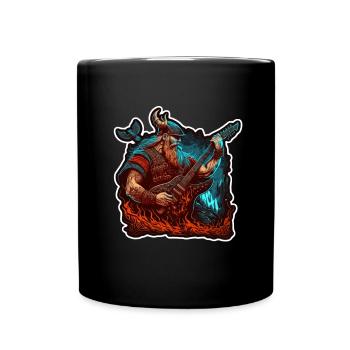 Viking Norse Rock Guitare Nordique Abstrait - Mug uni - noir - Devant
