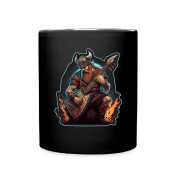 Viking Norse Rock Guitare Nordique Abstrait - Mug uni - noir - Devant
