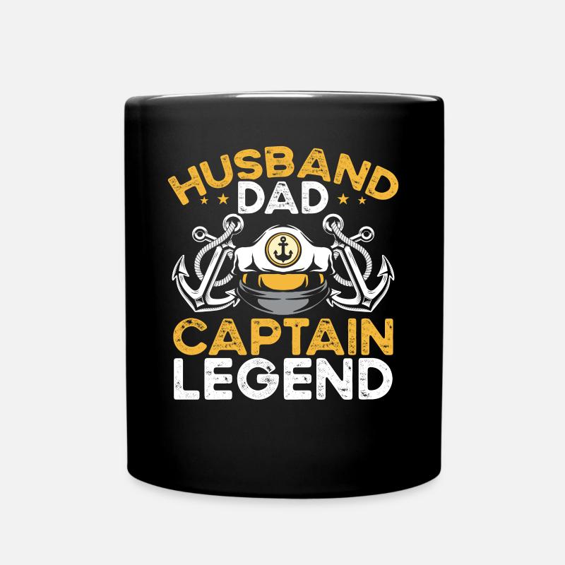 Husband Papa Captain Legend - Full Colour Mug - black