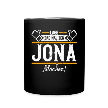 Jona Geschenkidee Geschenk Geburtstag - Tasse einfarbig - Schwarz - Vorne