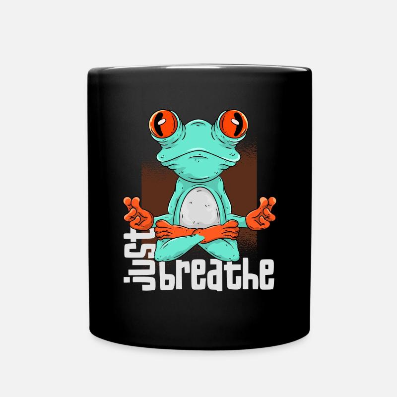 Yoga Frosch - Tasse einfarbig - Schwarz