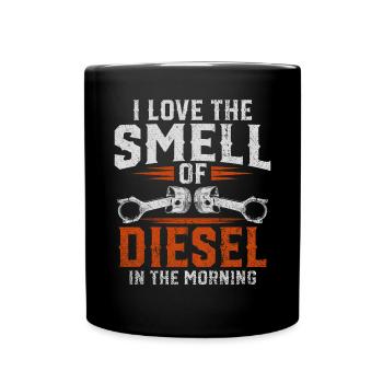 J’adore l’odeur du diesel dans le mécanicien du matin - Mug uni - noir - Devant