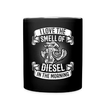 J’adore l’odeur du diesel dans le mécanicien du matin - Mug uni - noir - Devant