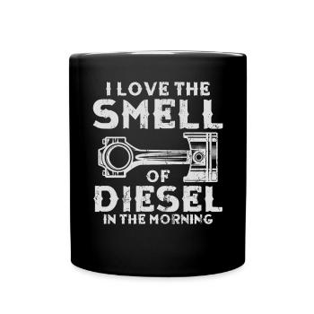 J’adore l’odeur du diesel dans le mécanicien du matin - Mug uni - noir - Devant