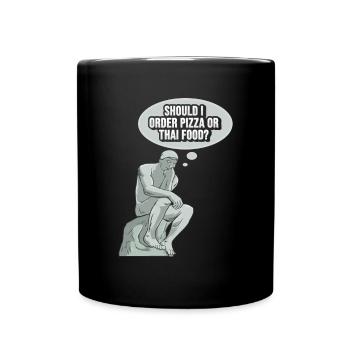 Thinker Statue Pizza Design for a Philosopher - Full Colour Mug - black - Front