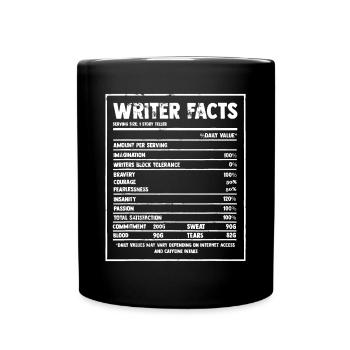 Schriftsteller Nährwertangaben Berühmter Roman Autor Grafik - Tasse einfarbig - Schwarz - Vorne