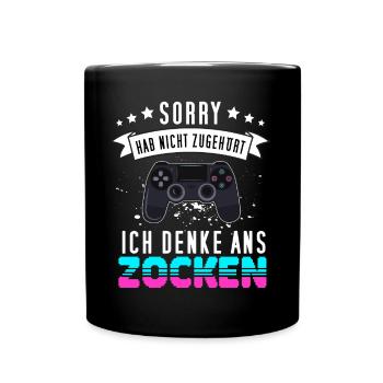 Gamer Design mit Controller - Funny Gaming Gamepad - Tasse einfarbig - Schwarz - Vorne