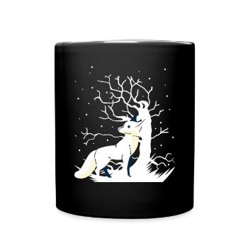 Fuchs Waldtiere Schnee Winter Weihnachtsgeschenk - Tasse einfarbig - Schwarz - Vorne