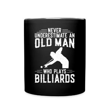 Billiards Pool Player Ball Grandpa - Full Colour Mug - black - Front