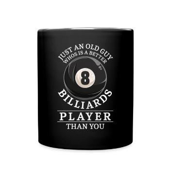 Billiards Pool Player Ball Grandpa - Full Colour Mug - black - Front