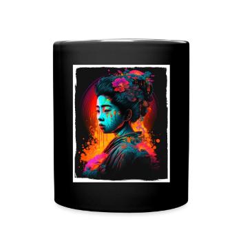 Fleurs de cerisier du Japon Geisha Neon - Mug uni - noir - Devant