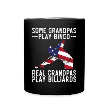 Billiards Pool Player Ball Grandpa - Full Colour Mug - black - Front