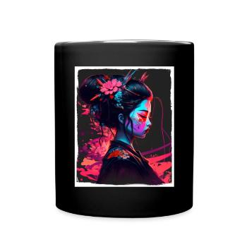 Fleurs de cerisier du Japon Geisha Neon - Mug uni - noir - Devant