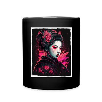 Fleurs de cerisier du Japon Geisha Neon - Mug uni - noir - Devant