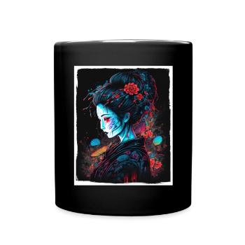 Fleurs de cerisier du Japon Geisha Neon - Mug uni - noir - Devant
