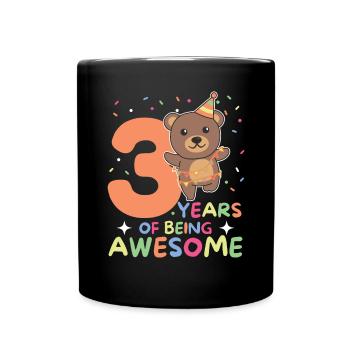 Bear for the 3rd birthday children three years old - Full Colour Mug - black - Front