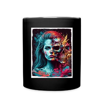 Evil Old Woman Horror Skeleton Demon Bikerin - Full Colour Mug - black - Front