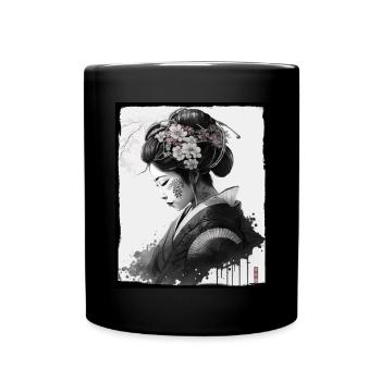 Fleurs de cerisier du Japon Geisha Neon - Mug uni - noir - Devant