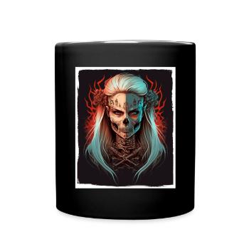 Evil Old Woman Horror Skeleton Demon Bikerin - Full Colour Mug - black - Front
