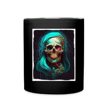 Evil Old Woman Horror Skeleton Demon Bikerin - Full Colour Mug - black - Front