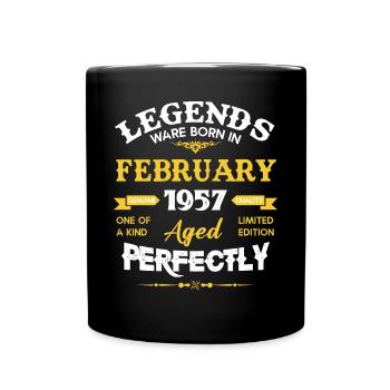 Vintage Aged To Perfection February 1957 - Full Colour Mug - black - Front