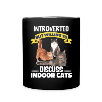 Lustige introvertierte Hauskatzen - Tasse einfarbig - Schwarz - Vorne