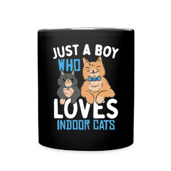 Kinder Indoor Katze - Tasse einfarbig - Schwarz - Vorne