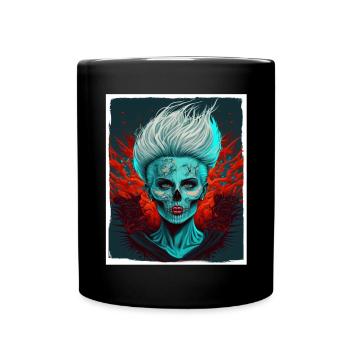 Evil Old Woman Horror Skeleton Demon Bikerin - Full Colour Mug - black - Front
