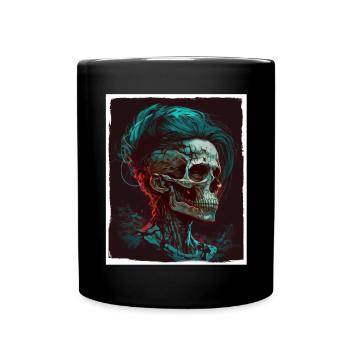 Evil Old Woman Horror Skeleton Demon Bikerin - Full Colour Mug - black - Front