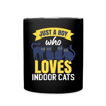 Lustige Jungs Indoor-Katzen - Tasse einfarbig - Schwarz - Vorne