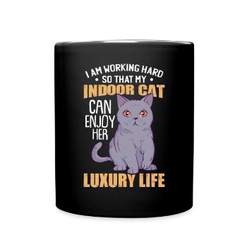 Lustiger Indoor-Katzenhumor - Tasse einfarbig - Schwarz - Vorne