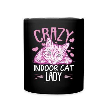 Indoor Katze Frauen Kitty Kitten Mama - Tasse einfarbig - Schwarz - Vorne