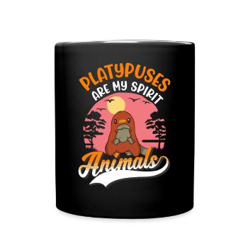 Schnabeltier Spirit Animal Platypus - Tasse einfarbig - Schwarz - Vorne