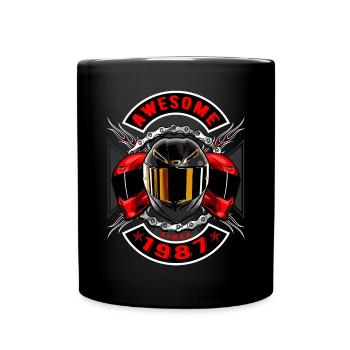 Awesome since 1987, Biker Geburtstag - Tasse einfarbig - Schwarz - Vorne