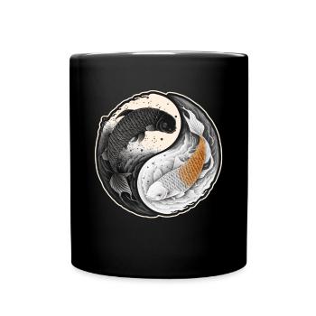 Japon Koi Fish Carp Fleur de cerisier japonais - Mug uni - noir - Devant
